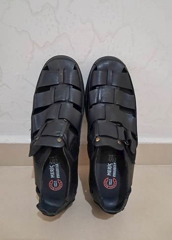 Erkek Siyah Minimalist Tokalı Sandalet - Görsel 12