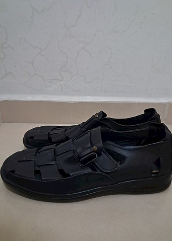 Erkek Siyah Minimalist Tokalı Sandalet - Görsel 4