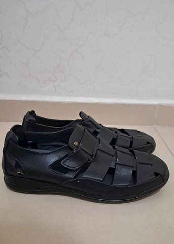 Erkek Siyah Minimalist Tokalı Sandalet - Görsel 9