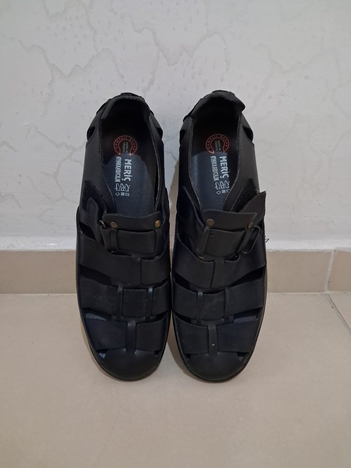 Erkek Siyah Minimalist Tokalı Sandalet - Görsel 3