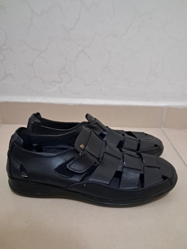 Erkek Siyah Minimalist Tokalı Sandalet - Görsel 5