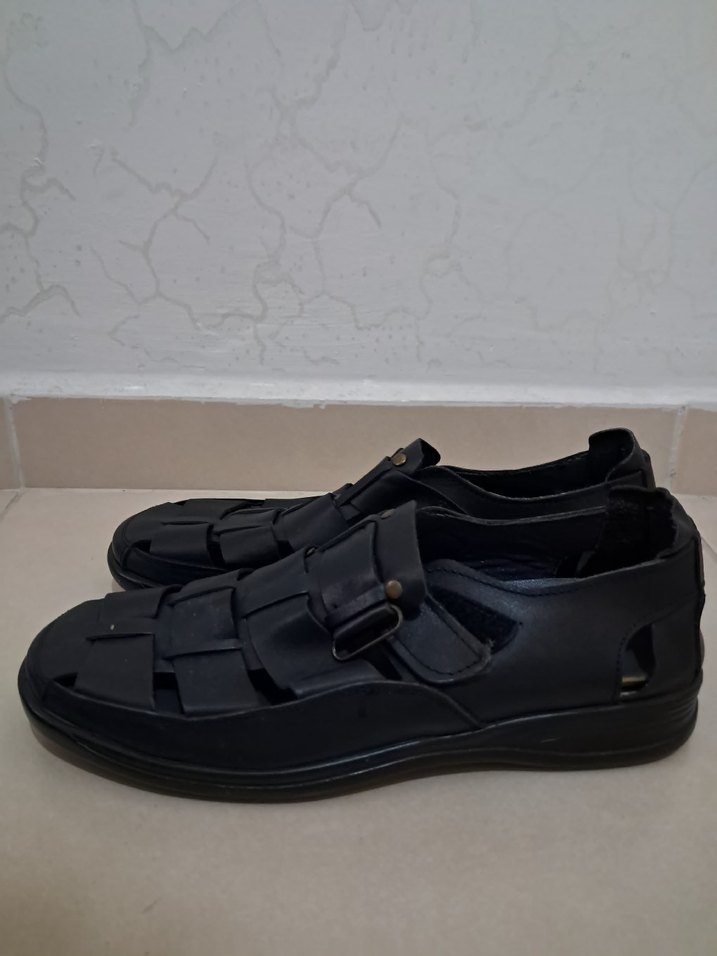 Erkek Siyah Minimalist Tokalı Sandalet - Görsel 4