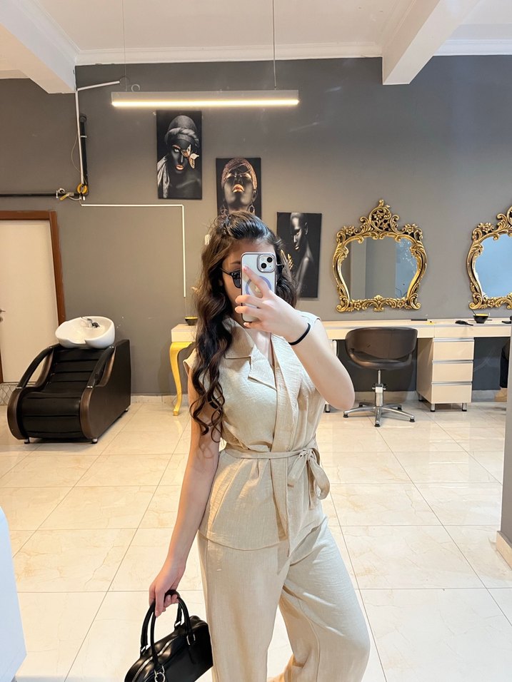 Bej renk keten yelek pantolon takımı - Görsel 2