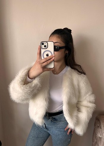 Beyaz Suni Kürklü Mont - Görsel 3