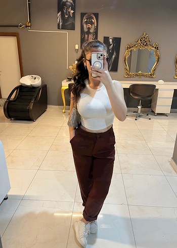 Kahverengi kumaş pantolon - Görsel 2