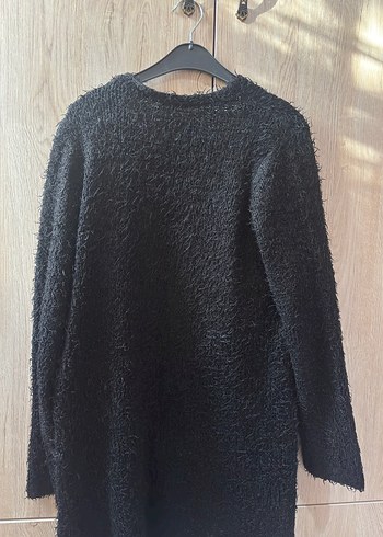 Siyah Örgü Yün Midi Hırka - Görsel 2