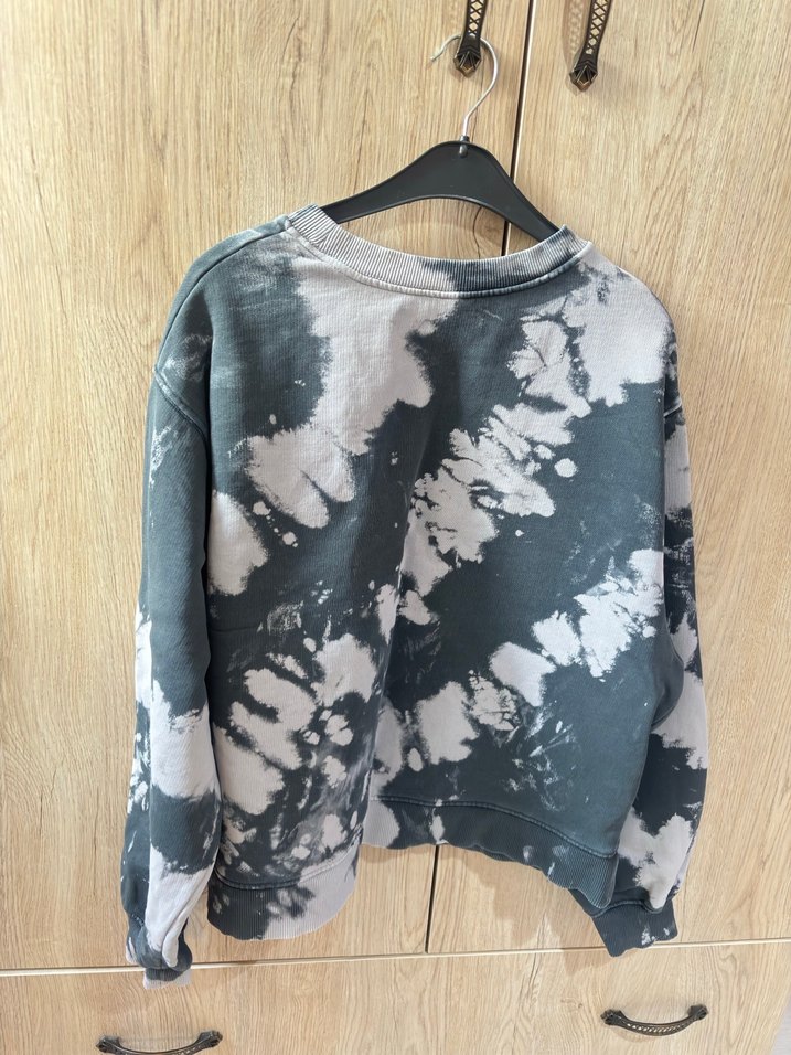 Gri Batik Desenli Salaş Kadın Sweatshirt - Görsel 2