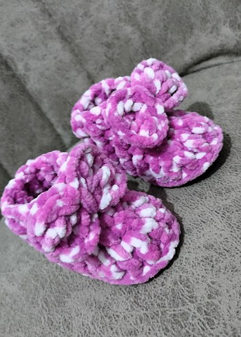 Kızlar için Renkli Örgü Sıcak Ev Terlikleri - Görsel 3