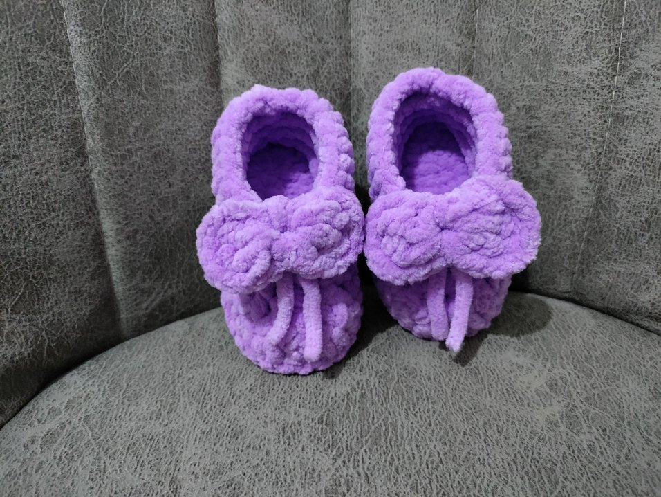 Mor Örgü Kız Çocuk Sıcak Panduf - Görsel 4