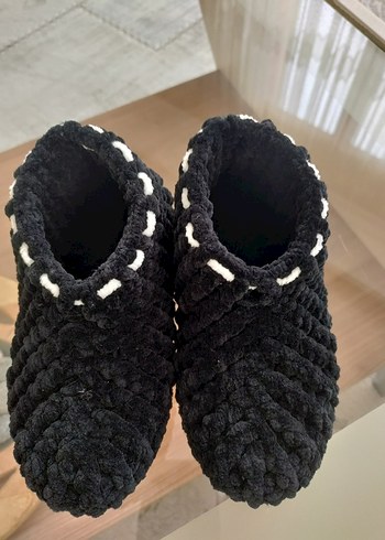 Erkek Siyah Örgü Ev Botu 27-28 numara - Görsel 2