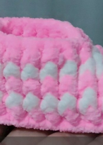 Pembe Renkli Kabarık Kız Ev Terliği( 10 cm taban yeni doğan) - Görsel 3