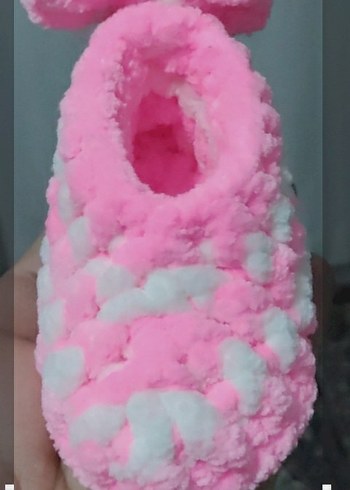 Pembe Renkli Kabarık Kız Ev Terliği( 10 cm taban yeni doğan) - Görsel 2