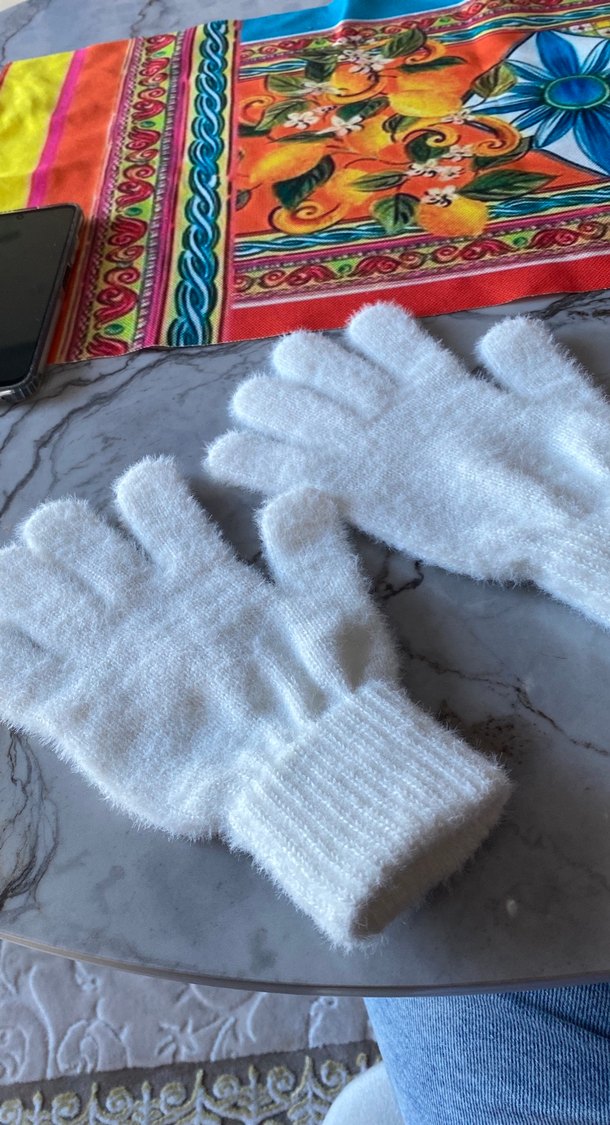 Kadın Beyaz Örgü Eldiven - Görsel 4