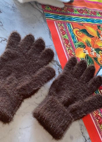 Kadın Kahverengi Örgü Eldiven - Görsel 4