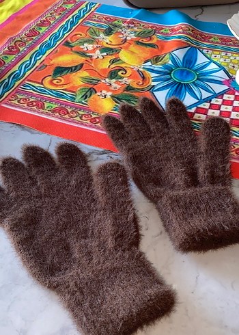 Kadın Kahverengi Örgü Eldiven - Görsel 3