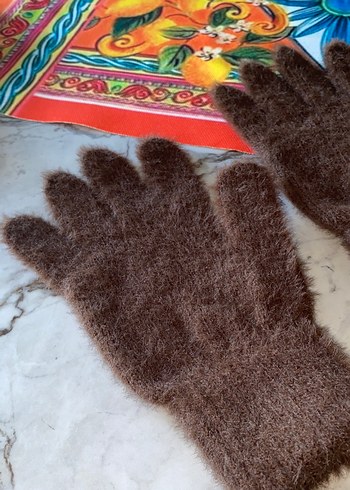 Kadın Kahverengi Örgü Eldiven - Görsel 5