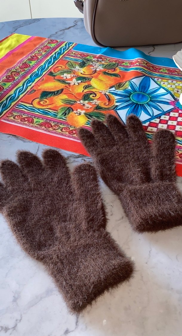 Kadın Kahverengi Örgü Eldiven - Görsel 3