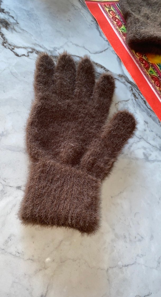 Kadın Kahverengi Örgü Eldiven - Görsel 2