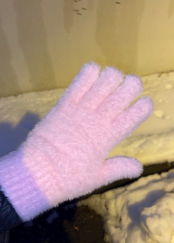 Pembe Örgü Kadın Eldiveni - Görsel 3