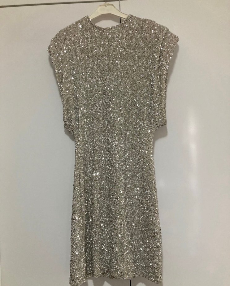 Zara gümüş pullu elbise - Görsel 3