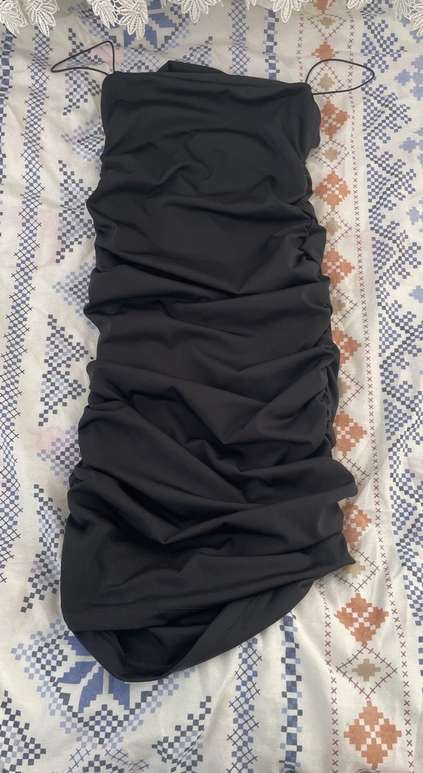 Kadın Siyah Drapeli Streetwear Wrap - Görsel 3