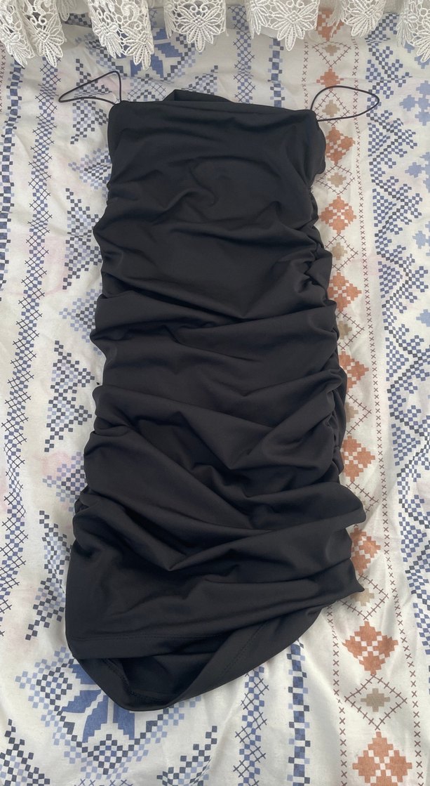 Kadın Siyah Drapeli Streetwear Wrap - Görsel 2