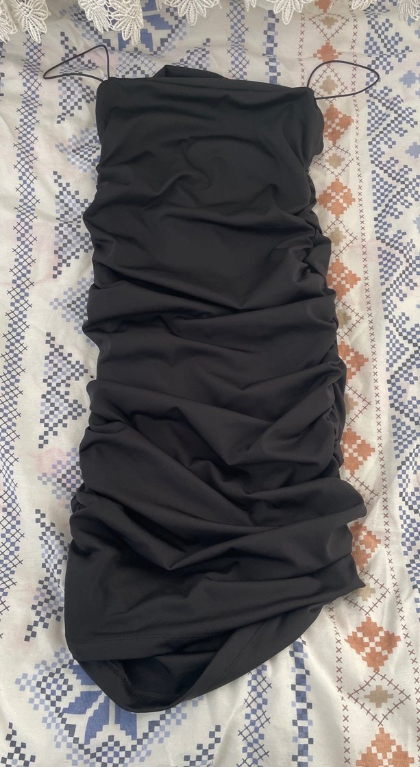 Kadın Siyah Drapeli Streetwear Wrap - Görsel 4