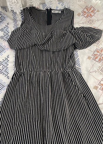 Kadın Siyah Çizgili Uzun Tulum - Görsel 5