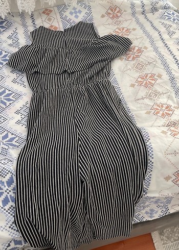 Kadın Siyah Çizgili Uzun Tulum - Görsel 7