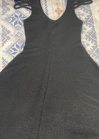 Siyah Uzun Kollu V Yaka Kadın Elbise - Görsel 4