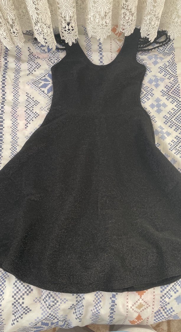 Siyah Uzun Kollu V Yaka Kadın Elbise - Görsel 2