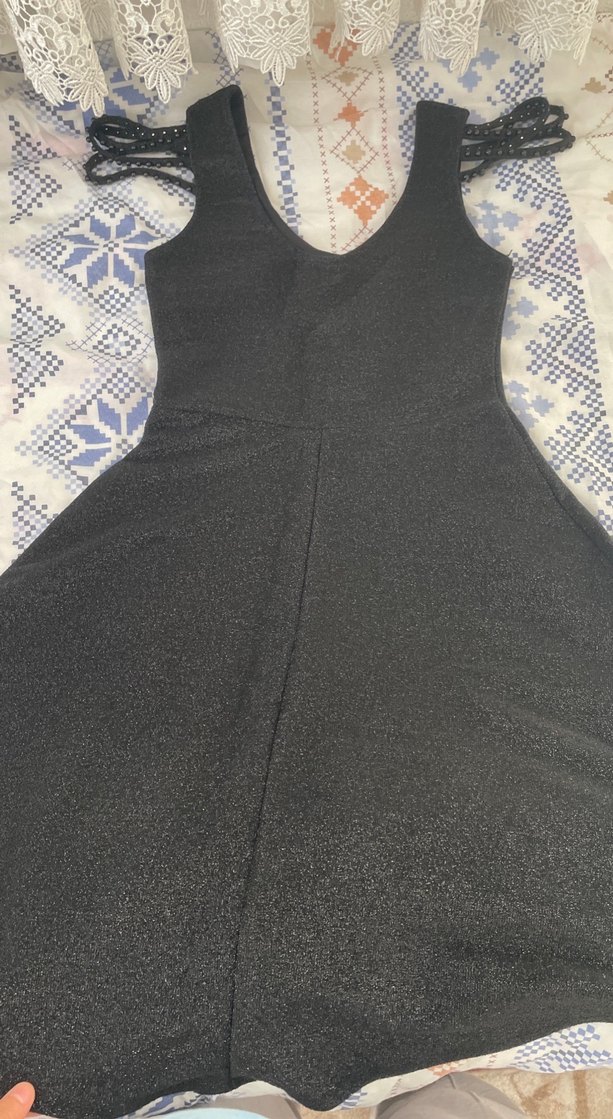 Siyah Uzun Kollu V Yaka Kadın Elbise - Görsel 4