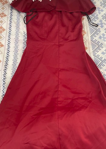 Bordo Drapeli Uzun Abiye Elbise - Görsel 7