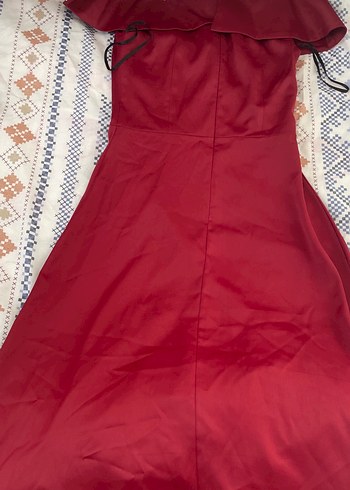 Bordo Drapeli Uzun Abiye Elbise - Görsel 5