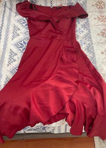 Bordo Drapeli Uzun Abiye Elbise - Görsel 2