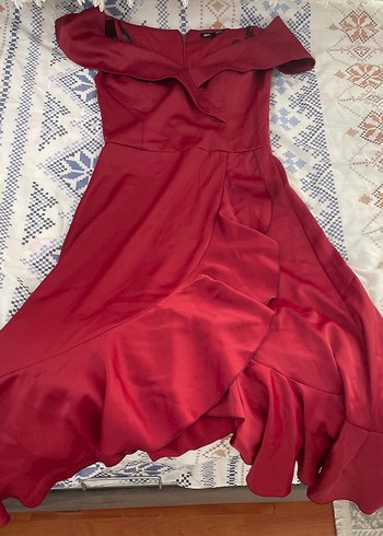 Bordo Drapeli Uzun Abiye Elbise - Görsel 3