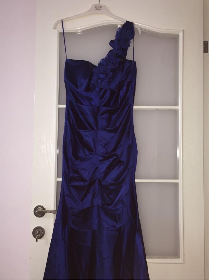 Lacivert Drapeli Uzun Gece Elbisesi M Beden - Görsel 3
