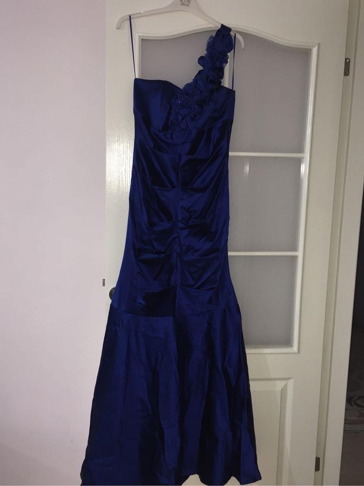 Lacivert Drapeli Uzun Gece Elbisesi M Beden - Görsel 2