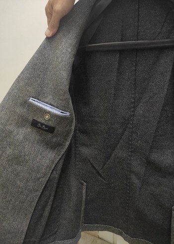 Düğmeli Gri Erkek  Yün Blazer Ceket M beden - Görsel 4