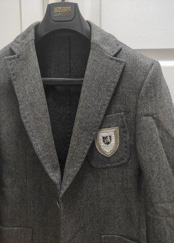 Düğmeli Gri Erkek  Yün Blazer Ceket M beden - Görsel 2