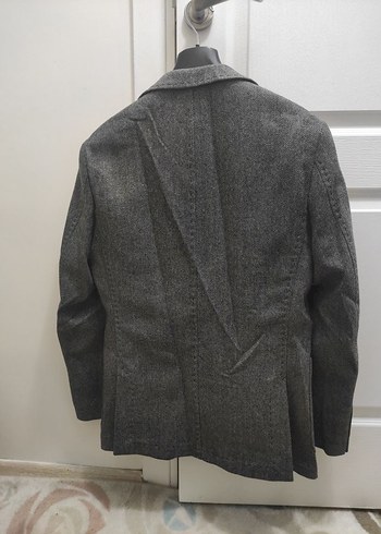 Düğmeli Gri Erkek  Yün Blazer Ceket M beden - Görsel 3