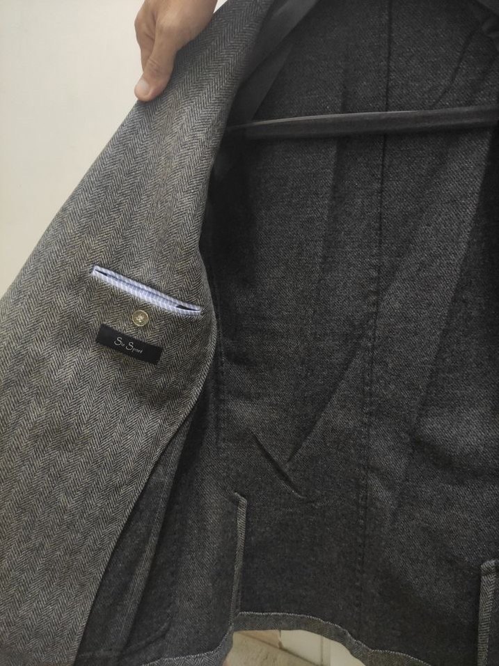 Düğmeli Gri Erkek  Yün Blazer Ceket M beden - Görsel 4