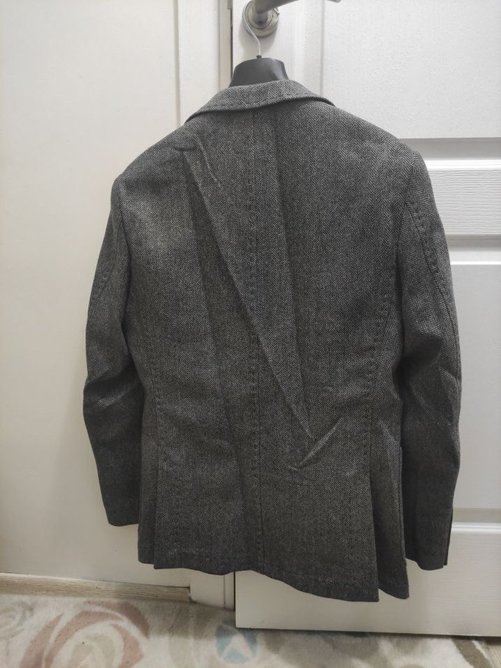 Düğmeli Gri Erkek  Yün Blazer Ceket M beden - Görsel 3