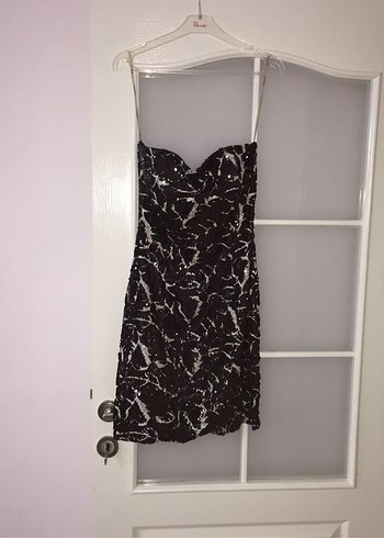 Yılan Desenli Straplez Midi Elbise M beden - Görsel 2