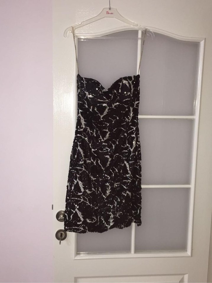 Yılan Desenli Straplez Midi Elbise M beden - Görsel 2