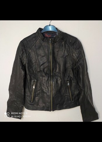 Siyah Deri Biker Ceket - Görsel 5