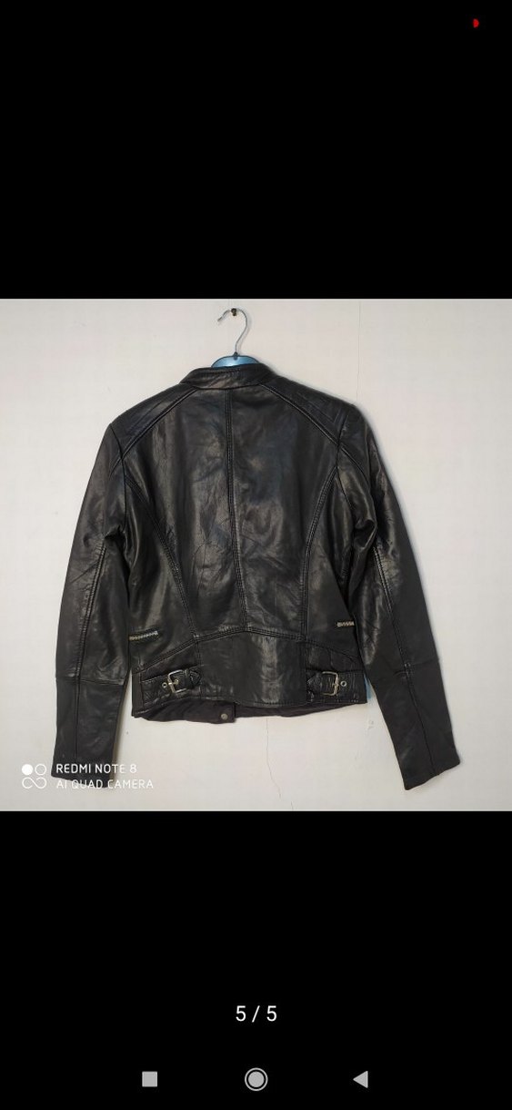 Kadın Siyah Deri Biker Ceket - Görsel 5