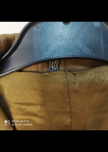 Bej Kadın Deri Ceket, Kemerli, Midi Boy - Görsel 4