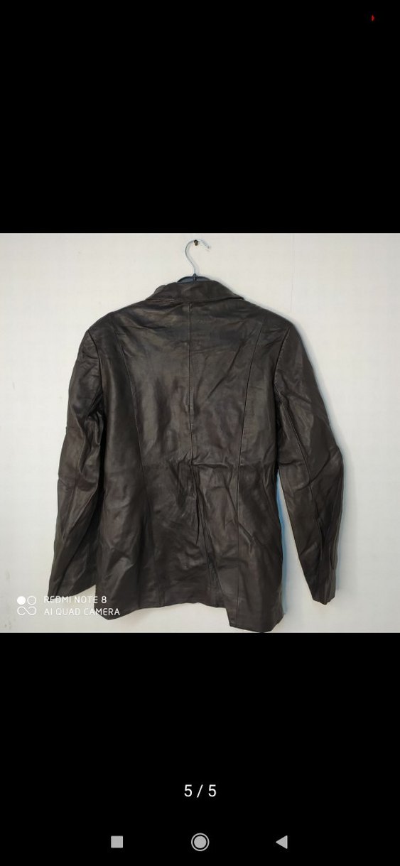 Düğmeli Kahverengi Deri Kadın Ceket - Görsel 5