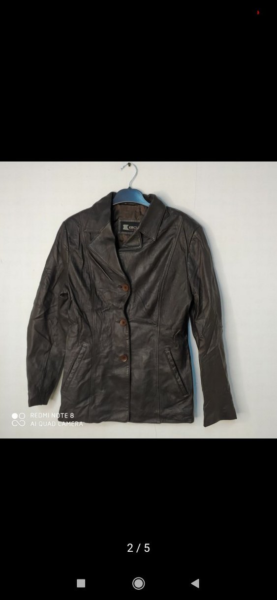 Düğmeli Kahverengi Deri Kadın Ceket - Görsel 2